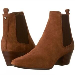 Sam Edelman Reesa Brown Suede Pointed Toe Block Heel Chelsea Boot Size 6.5